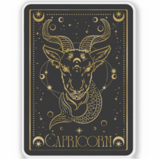 Zodiac Capricorn Astrologie Schwarz und Gold Stick Aufkleber