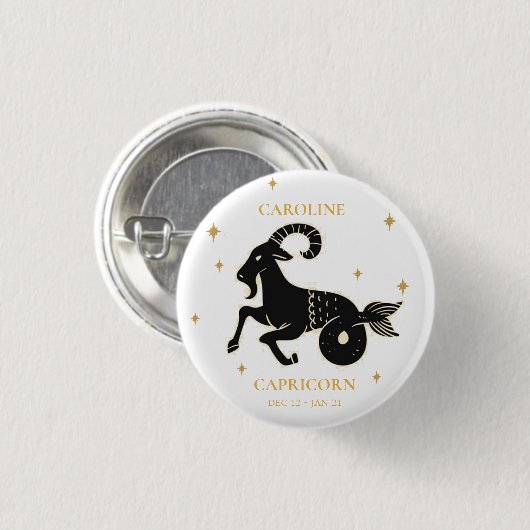 Zodiac Capricorn Astrologischer Name Geschenk Button (Vorne & Hinten)