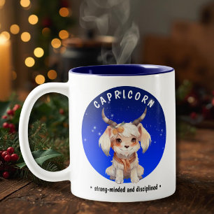 Zodiac Capricorn Cute Watercolor, benutzerdefinier Zweifarbige Tasse