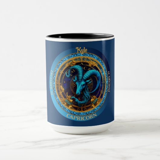 Zodiac Capricorn mit Name Coffee Tasse (Zentrum)