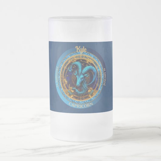 Zodiac Capricorn mit Namen Mattglas Bierglas (Mittel)