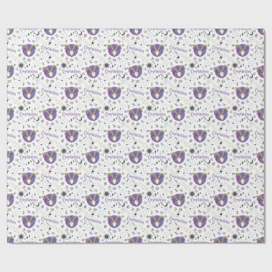 Zodiac Capricorn Wrapping Paper Geschenkpapier (Flach)