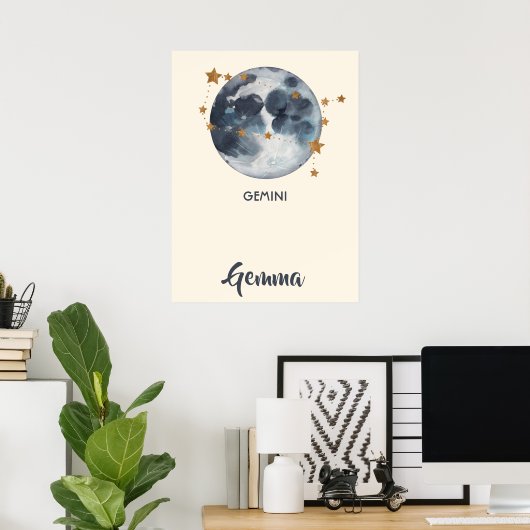 Zodiac Celestial Gemini Kinderzimmer Kunst, Dichtu Poster (Heimbüro)