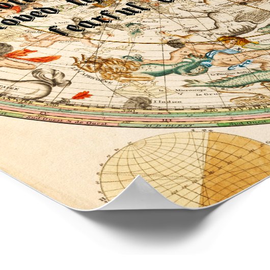 Zodiac Celestial Karte Astrologie Sterne Zitat Kun Poster (Ecke)