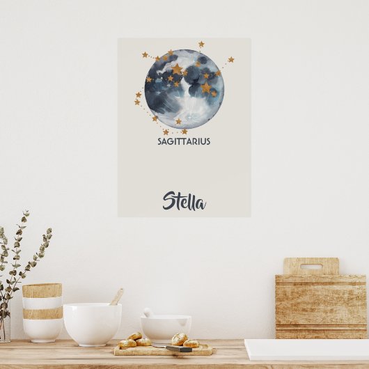 Zodiac Celestial Sagittarier Kinderzimmer Wall Art Poster (Küche)