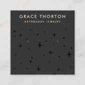 Zodiac Celestial Star Black Earring Quadratische Visitenkarte (Vorderseite)
