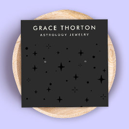 Zodiac Celestial Star Black Earring Quadratische Visitenkarte
