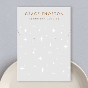 Zodiac Celestial Stars Gray Earring Necklace Visitenkarte