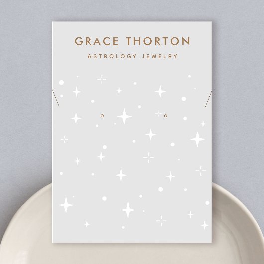 Zodiac Celestial Stars Gray Earring Necklace Visitenkarte