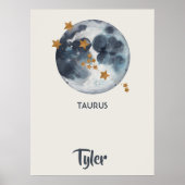 Zodiac Celestial Taurus Kinderzimmer Kunst, Dichtu Poster (Vorne)