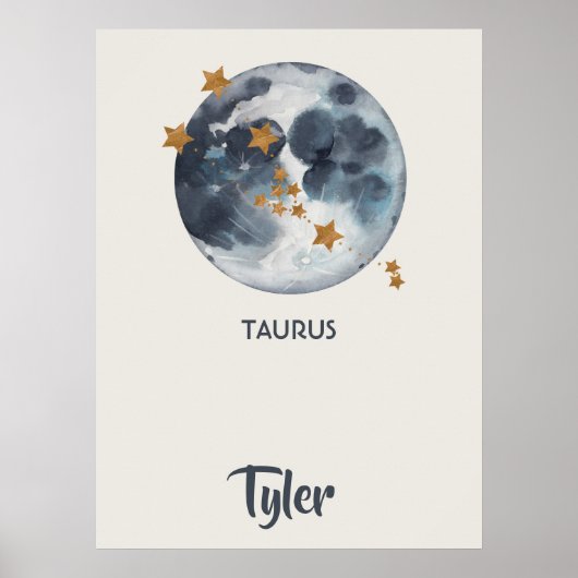 Zodiac Celestial Taurus Kinderzimmer Kunst, Dichtu Poster (Vorne)