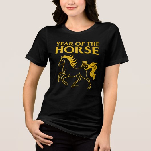 Zodiac Chinese New Year 2026 Horse Tri-Blend Shirt (Vorderseite)