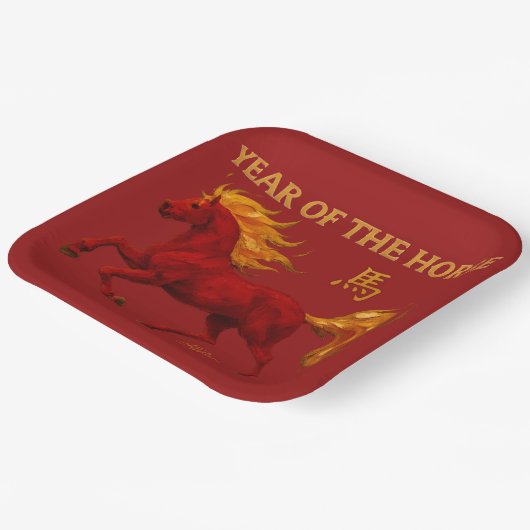 Zodiac Chinese New Year 2026 Yang Fire Horse Pappteller (Gewinkelt)