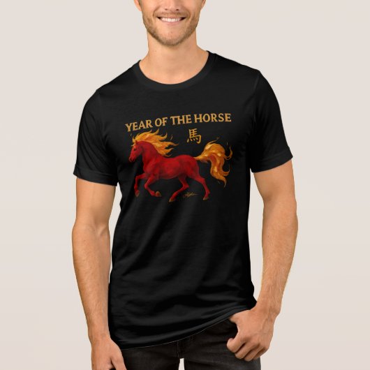 Zodiac Chinese New Year 2026 Yang Fire Horse Tri-Blend Shirt (Vorderseite)