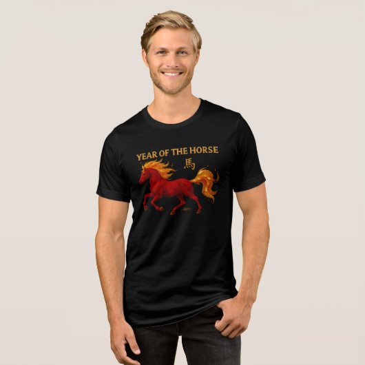 Zodiac Chinese New Year 2026 Yang Fire Horse Tri-Blend Shirt (Vorderseite voll)