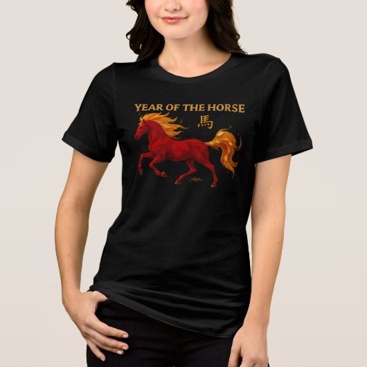 Zodiac Chinese New Year 2026 Yang Fire Horse Tri-Blend Shirt (Vorderseite)