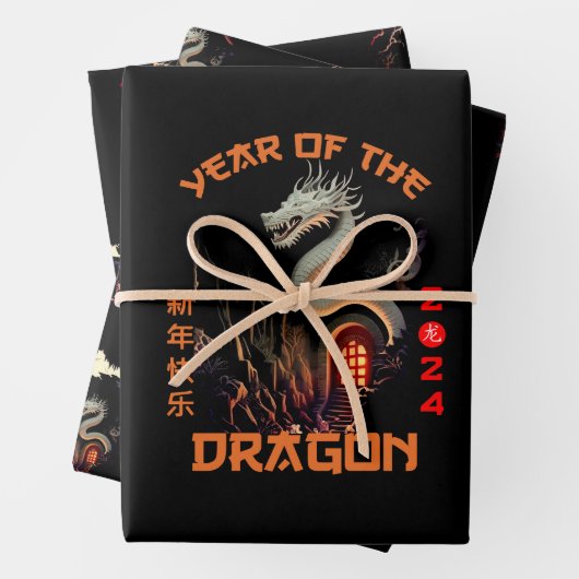 Zodiac Chinese Zodiac Dragon 2024 Geschenkpapier Set (Beispiel)