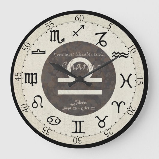 Zodiac Clock - Libra Große Wanduhr (Vorderseite)