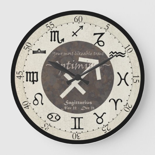 Zodiac Clock - Sagittarius Große Wanduhr (Vorderseite)