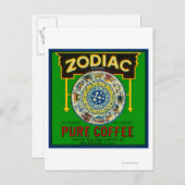 Zodiac Coffee LabelNew Orleans, LA Postkarte (Vorne/Hinten)