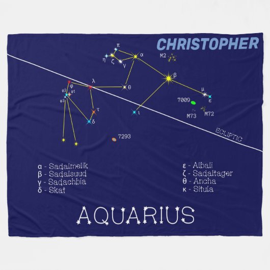 Zodiac Constellation Aquarius Fleecedecke (Vorderseite (Horizontal))