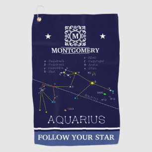 Zodiac Constellation Aquarius Golfhandtuch