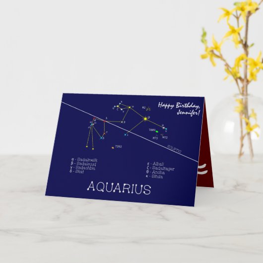 Zodiac Constellation Aquarius Karte (Gelbe Blume)