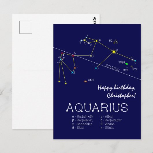 Zodiac Constellation Aquarius Postkarte (Vorne/Hinten)