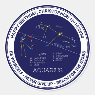 Zodiac Constellation Aquarius Runder Aufkleber