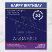 Zodiac Constellation Aquarius Weinetikett (Einzelnes Label)