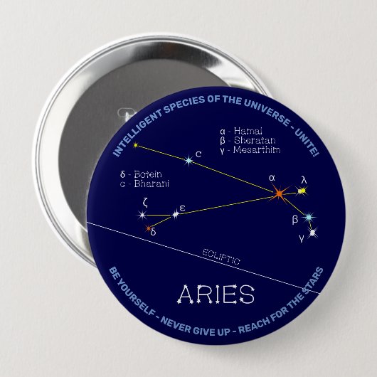 Zodiac Constellation Aries Button (Vorne & Hinten)