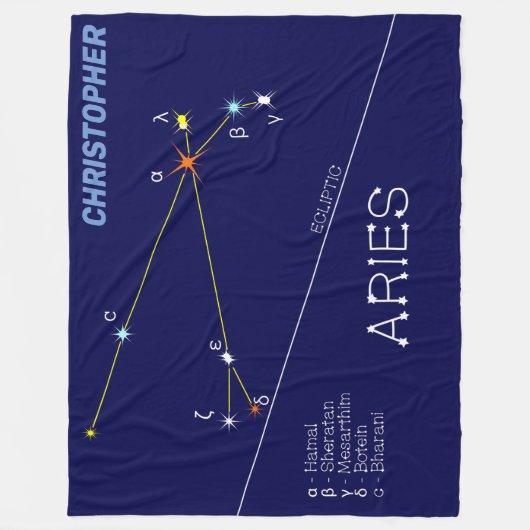 Zodiac Constellation Aries Fleecedecke (Vorderseite)
