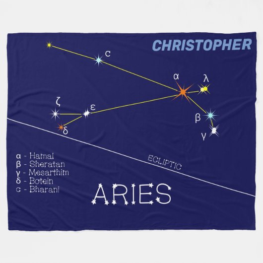 Zodiac Constellation Aries Fleecedecke (Vorderseite (Horizontal))