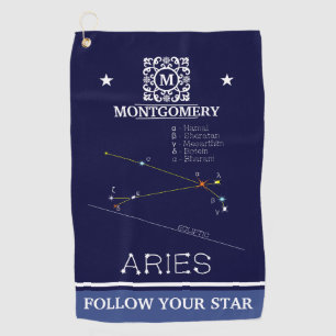 Zodiac Constellation Aries Golfhandtuch