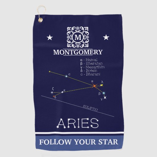 Zodiac Constellation Aries Golfhandtuch (Vorderseite)