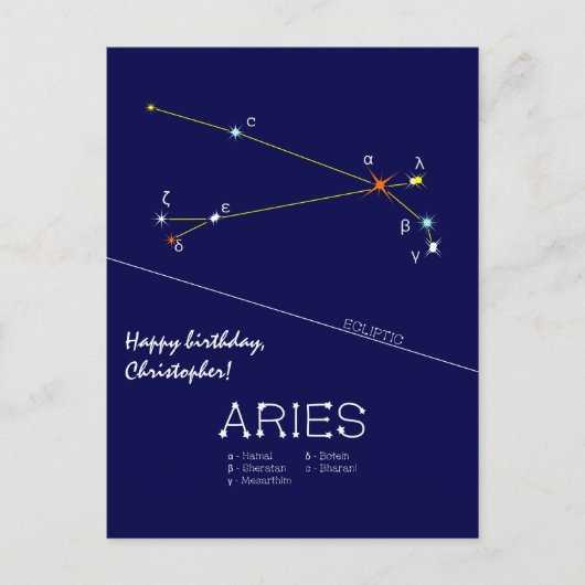 Zodiac Constellation Aries Postcard Postkarte (Vorderseite)