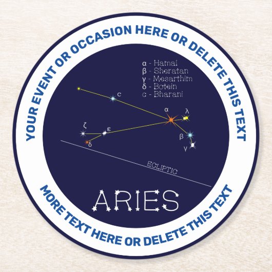 Zodiac Constellation Aries Runder Pappuntersetzer (Vorderseite)