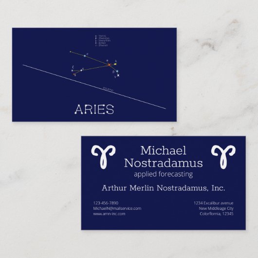 Zodiac Constellation Aries Visitenkarte (Vorne/Hinten)