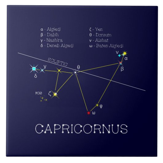 Zodiac Constellation Capricornus Fliese (Vorderseite)