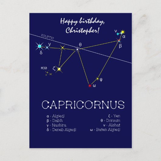 Zodiac Constellation Capricornus Postkarte (Vorderseite)