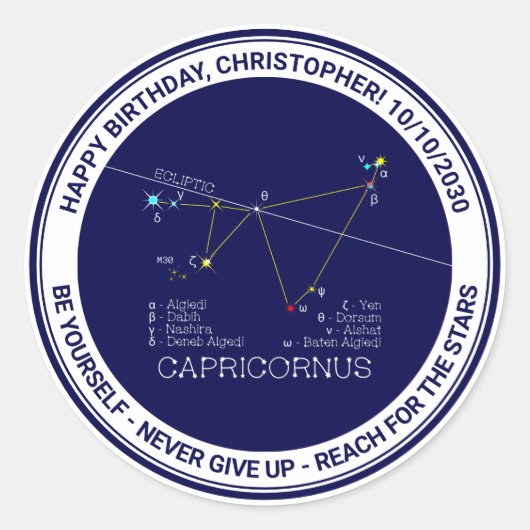 Zodiac Constellation Capricornus Runder Aufkleber (Vorderseite)