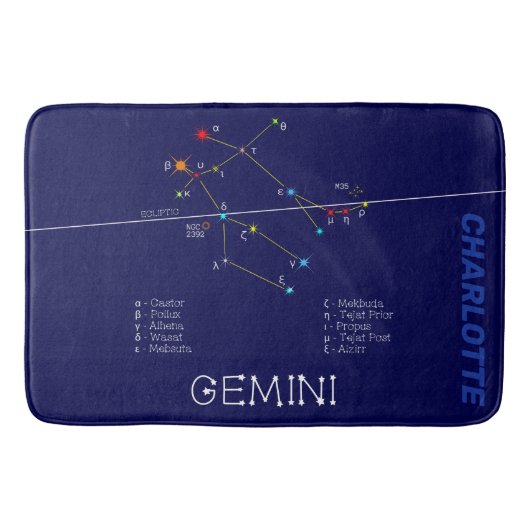 Zodiac Constellation Gemini Badematte (Vorderseite)