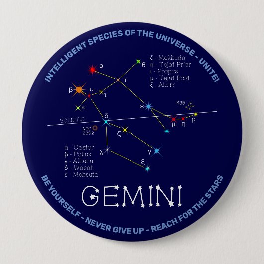 Zodiac Constellation Gemini Button (Vorderseite)