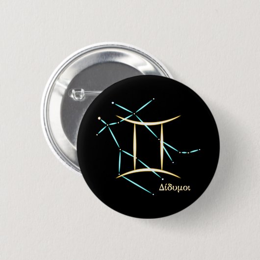 Zodiac Constellation Gemini Button (Vorne & Hinten)