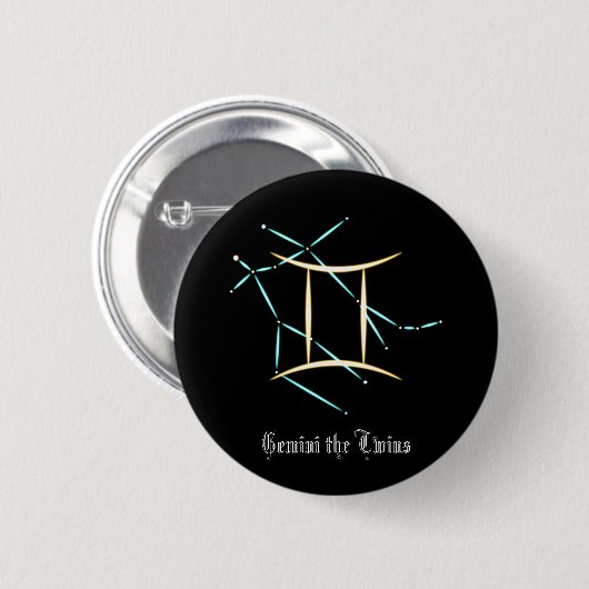 Zodiac Constellation Gemini Button (Vorne & Hinten)