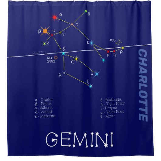 Zodiac Constellation Gemini Duschvorhang (Vorderseite)