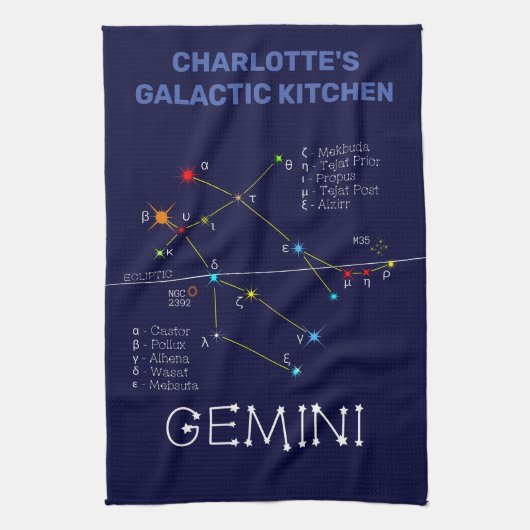 Zodiac Constellation Gemini Geschirrtuch (Vertikal)