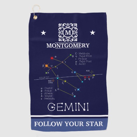 Zodiac Constellation Gemini Golfhandtuch (Vorderseite)