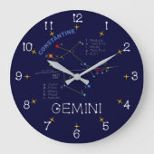 Zodiac Constellation Gemini Große Wanduhr (Vorderseite)