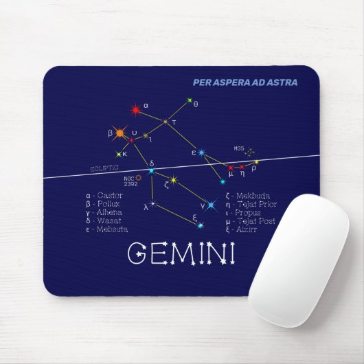 Zodiac Constellation Gemini Mousepad (Mit Mouse)